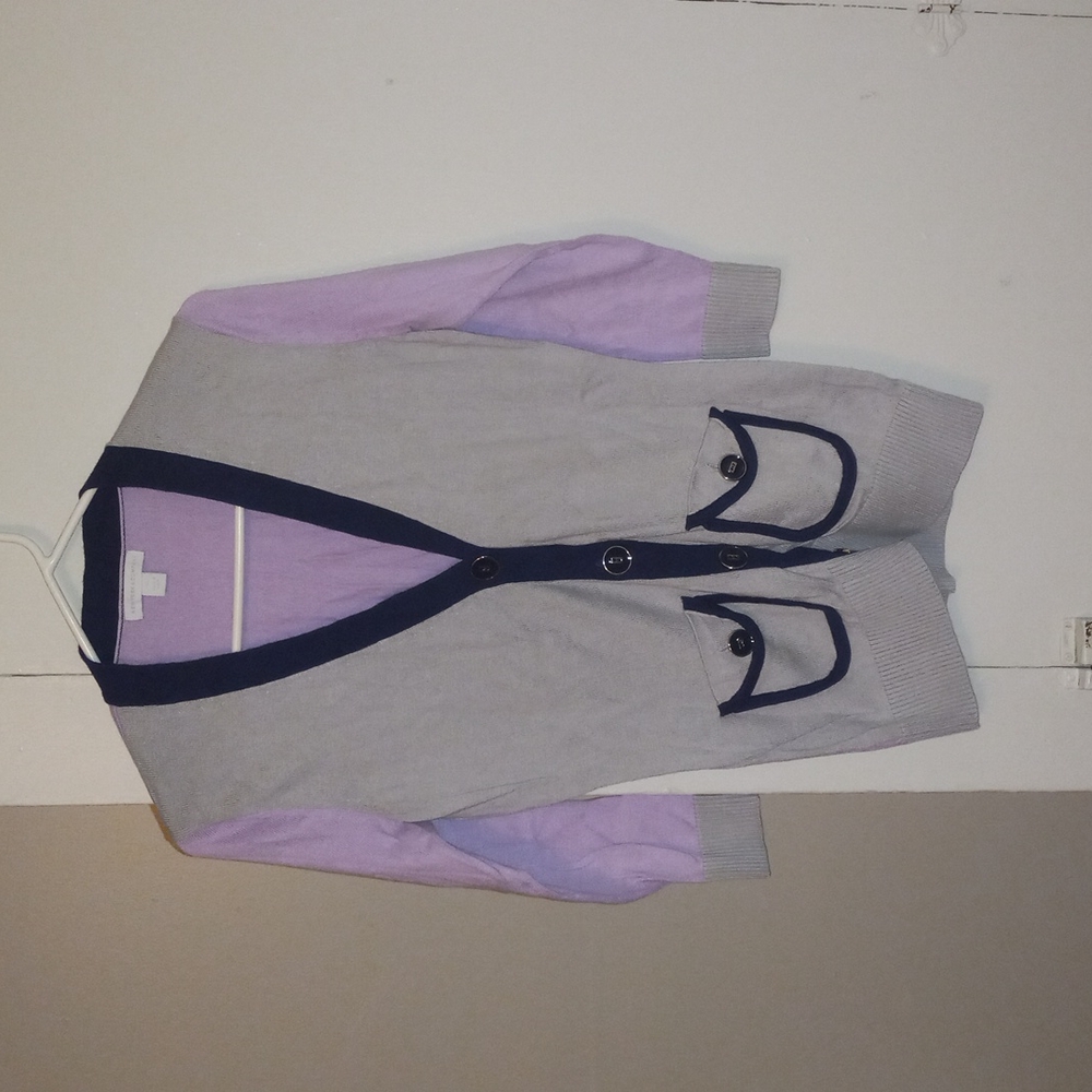 colorblock button down sweater